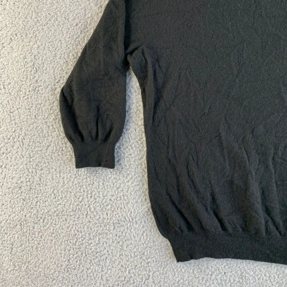 Talbots Sweater Womens Medium Black Pure Cashmere Pullover V Neck 3/4‎ Sleeve
